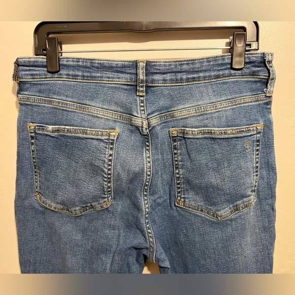 Pilcro Blue Denim Flare Cropped Jeans Women’s 32 Classic Casual Cotton Stretch - Picture 11 of 14